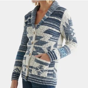 Lucky Brand Aztec Print Jacquard Cardigan Sweater